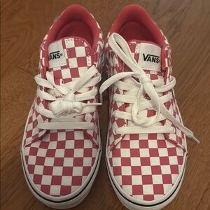 New- Vans Kids Pink and White Checkered Shoes size 4